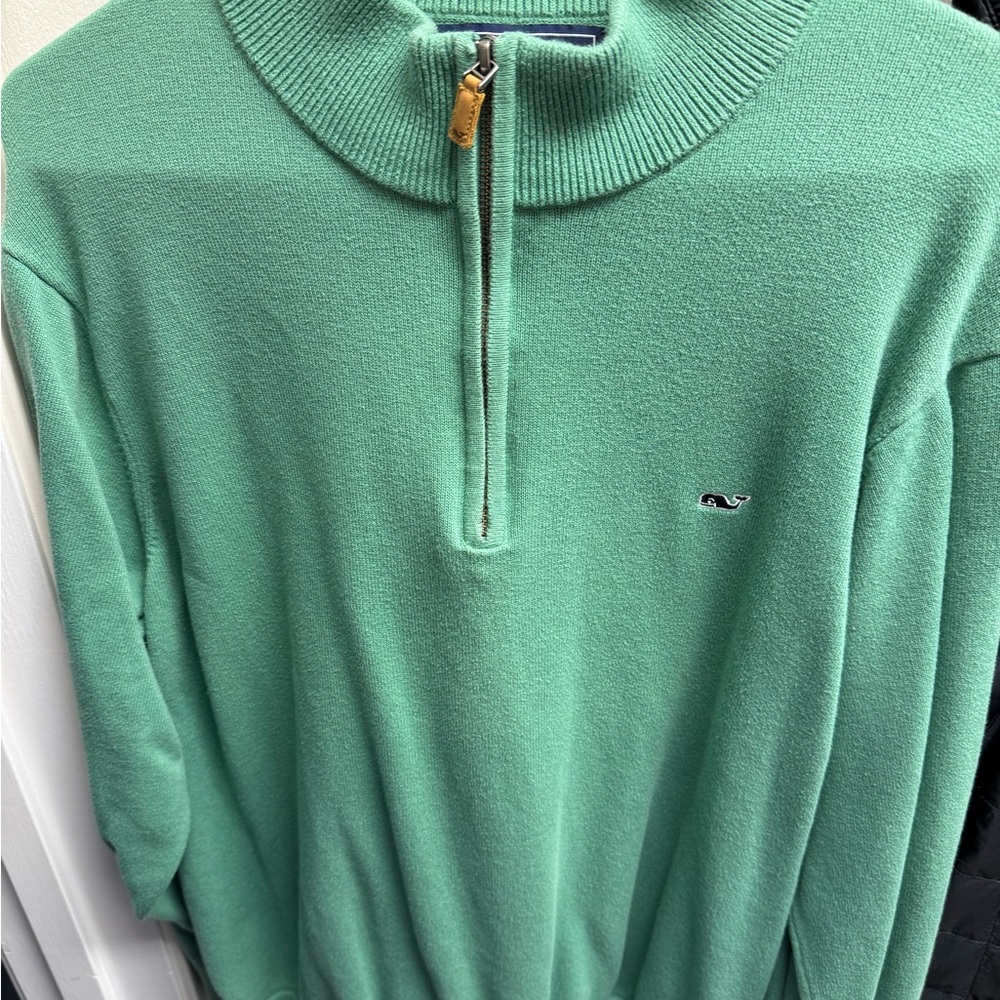 Vineyard Vines Shep Shirt Green Zip-Up Sweater